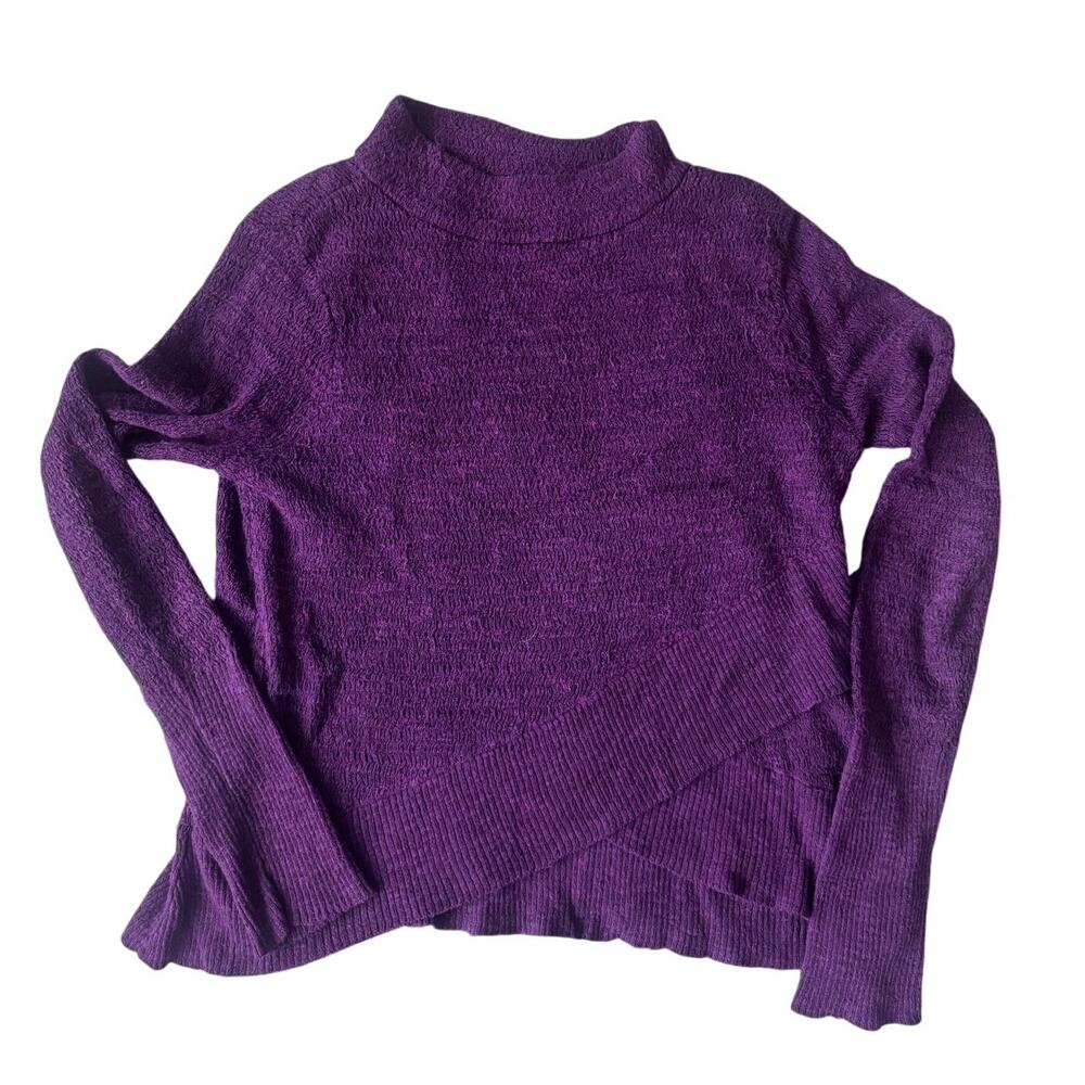Free People | Linen-Cotton Plum Boho Wrap Sweater | Size Medium